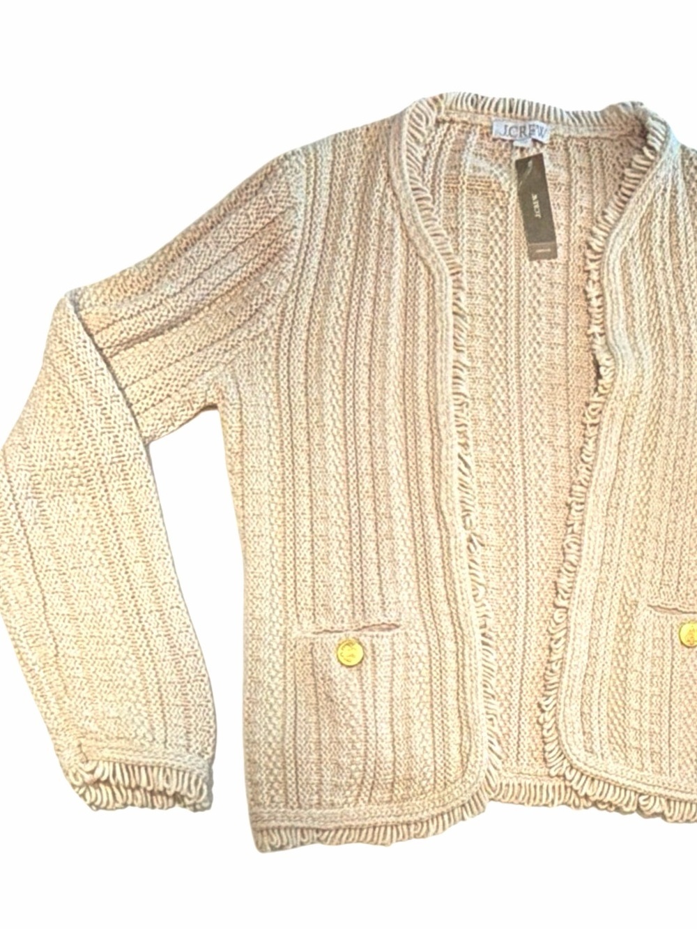 J.Crew Women's Open Front Textured Knit
Cardigan | Gold Button Pockets | M | NWT - Picture 11 of 15